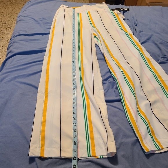 XOXO Womens Juniors Size 1/2 Wide Leg Side Zip Striped Pants NWT - Picture 5 of 10